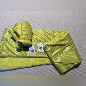 UGG Faux Shearling Puffer Scarf with Matching Puff Yeah All Weather Mittens Set